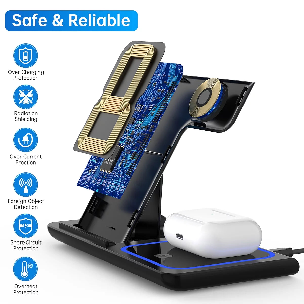 Wireless Charger,  18W Fast Iphone Charging Station Compatible with Iphone 16E/15/14/13/12/11/Pro Max/Plus, 3 in 1 Wireless Charging Stand for Iwatch SE 10/9/8/7/6/5/4/3, Airpods Pro/3/2