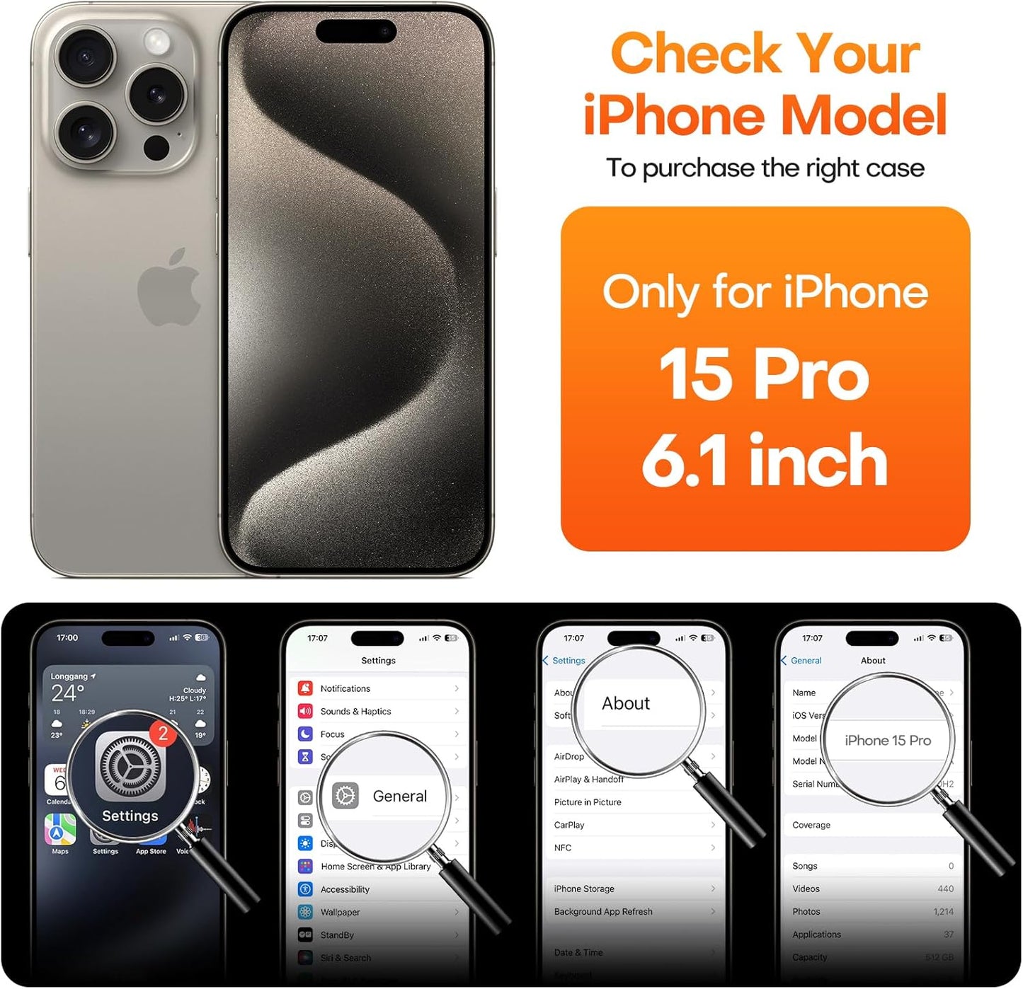 Magnetic Guard Designed for Iphone 15 Pro Case [Camera Protection] [Military Grade Drop Tested] [Compatible with Magsafe] Slim Translucent Matte Phone Case (6.1") - Black