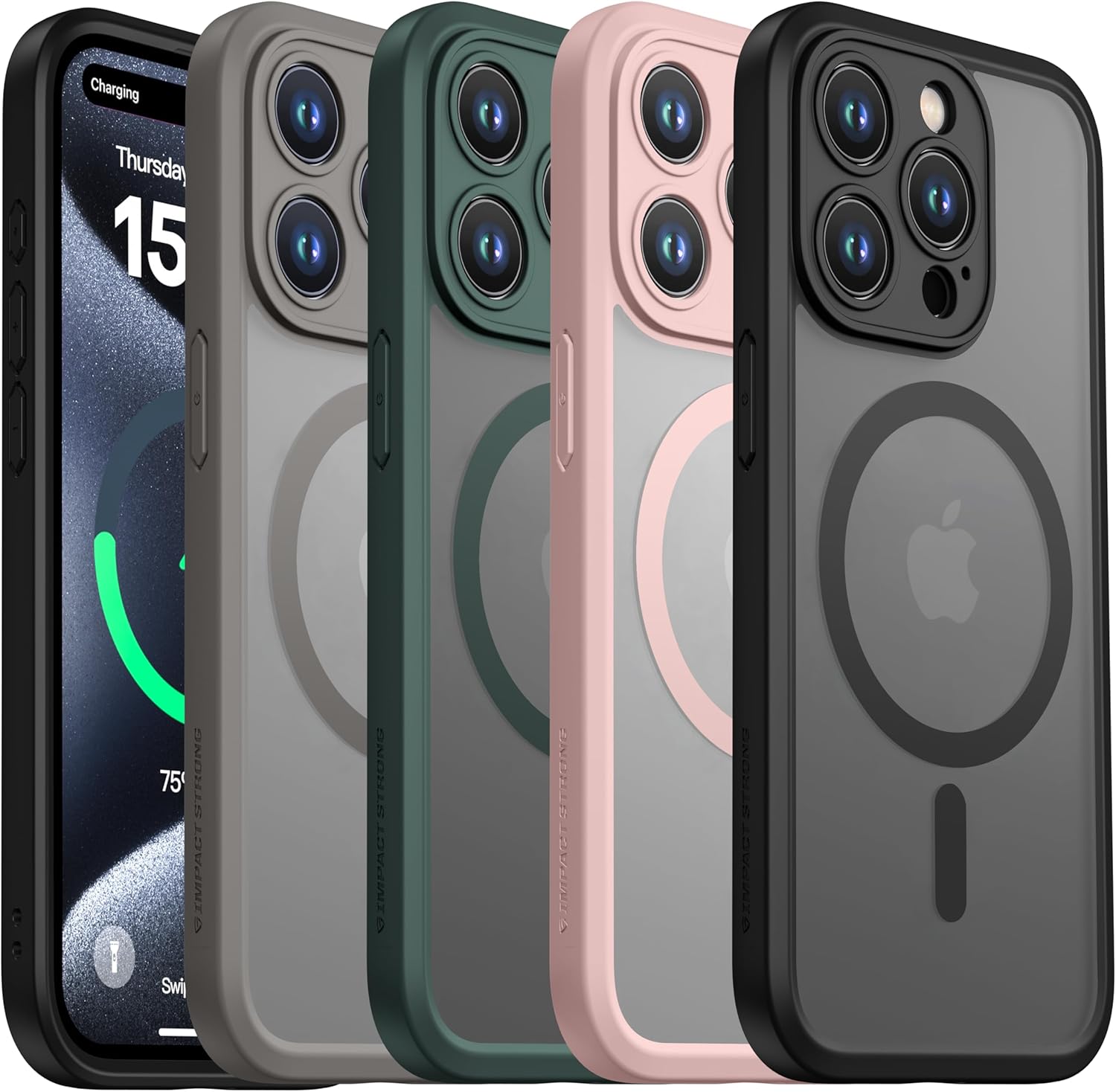 Magnetic Guard Designed for Iphone 15 Pro Case [Camera Protection] [Military Grade Drop Tested] [Compatible with Magsafe] Slim Translucent Matte Phone Case (6.1") - Black