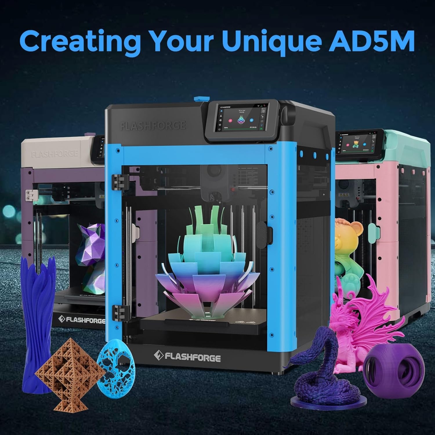 Adventurer 5M 3D Printer, Fully Auto Leveling & 600Mm/S High Speed Printing, Black